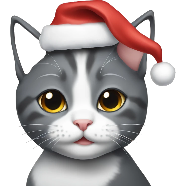 Gray tuxedo cat Christmas  emoji