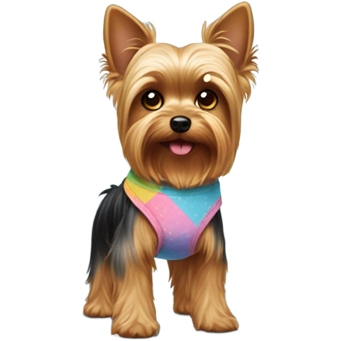 Yorkie standing with a diaper on emoji