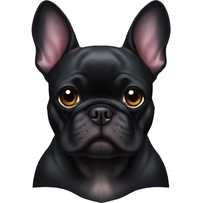 a black French Bulldog that looks like a bat emoji