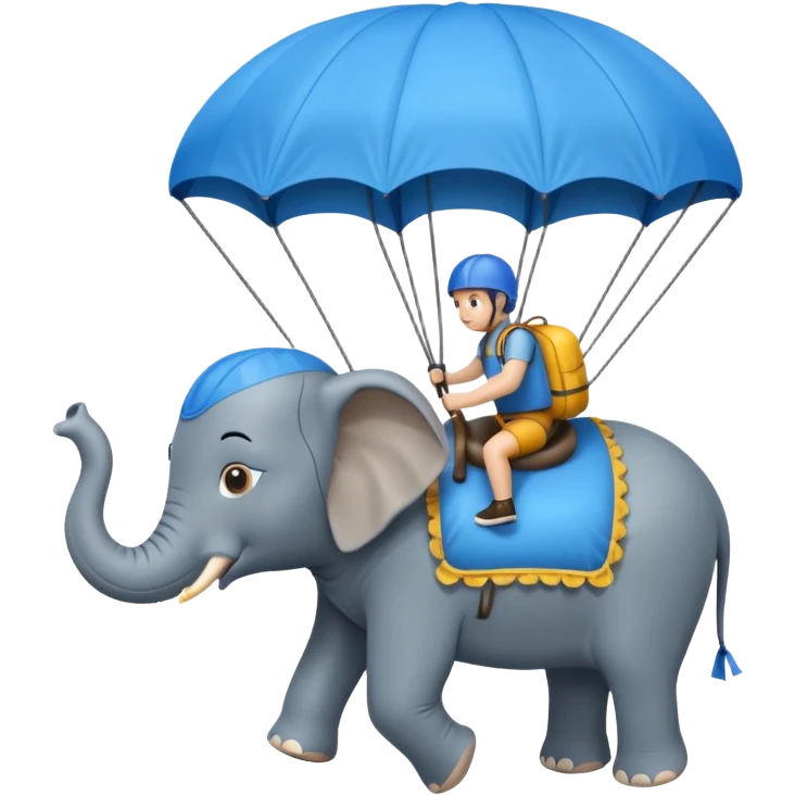 elephant riding blue parachute emoji