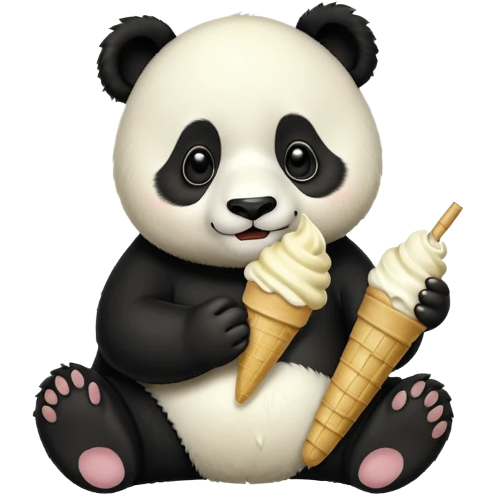 Panda eating ice cream emoji