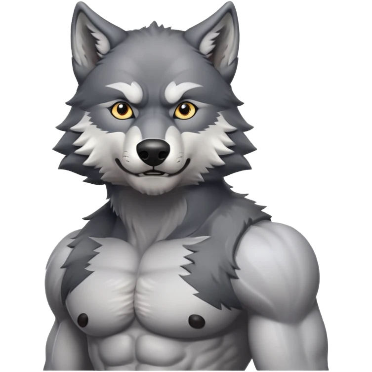 Wolf with six pack emoji