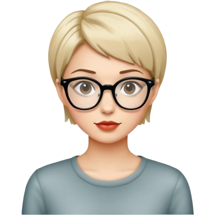 A beautiful girl with short hair wears glassesPenguin Wizard emoji