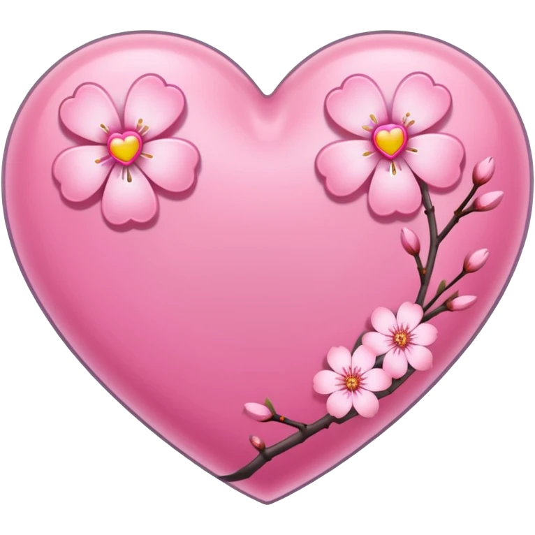 heart with sakura and a silver outline emoji