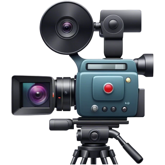 Create an emoji for video shooting. Show a video camera with a recording icon. Use modern, professional colors. Do not include any emojis or smiley faces. Make the background transparent. emoji