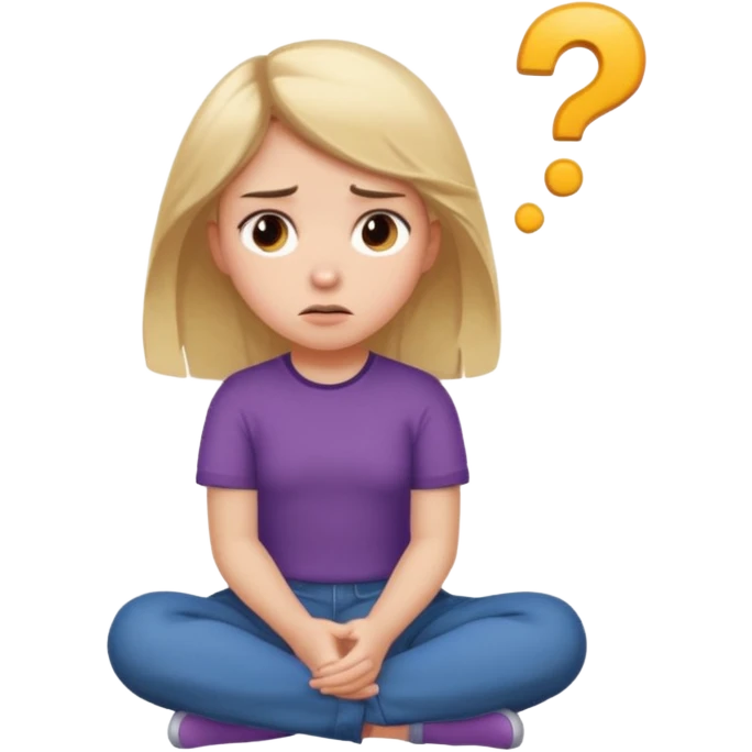 Девушка со светлыми волосами сидит и не может разобраться со своими мыслями  emoji