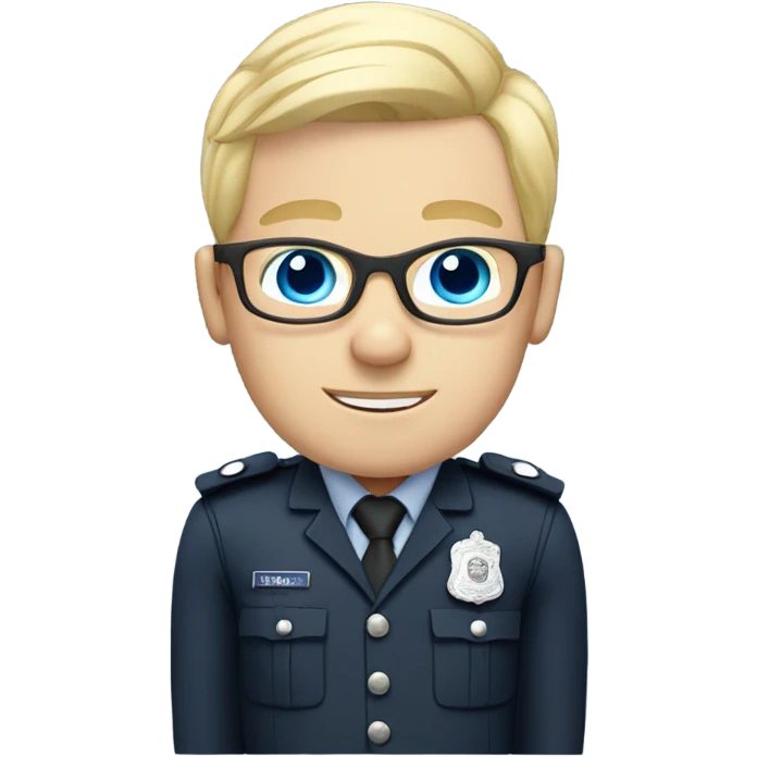 British policeman with blue eyes and blonde and glasses hair emoji