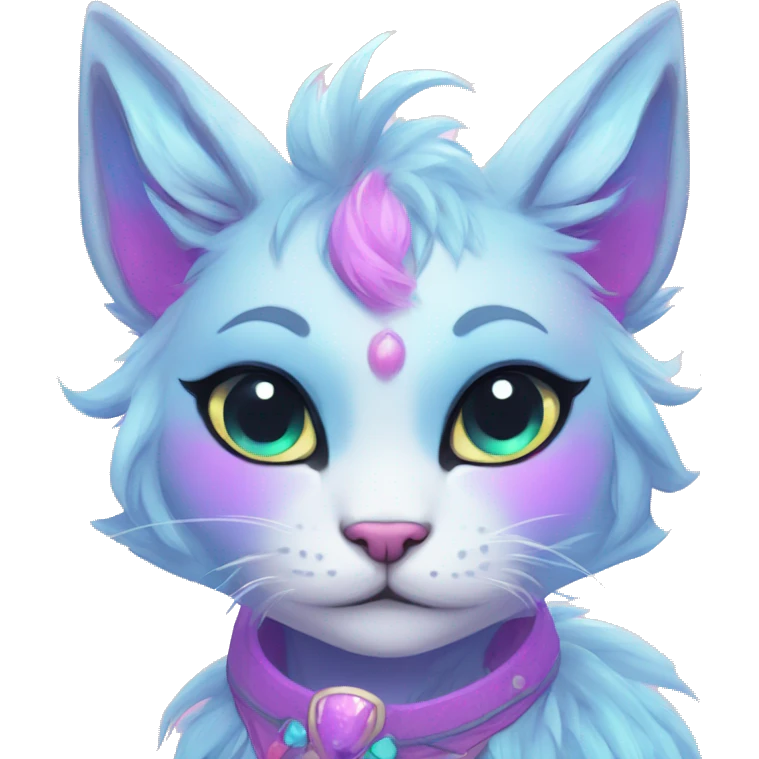 Kawaii bright fantasy ethereal anthro feline fursona animal creature emoji