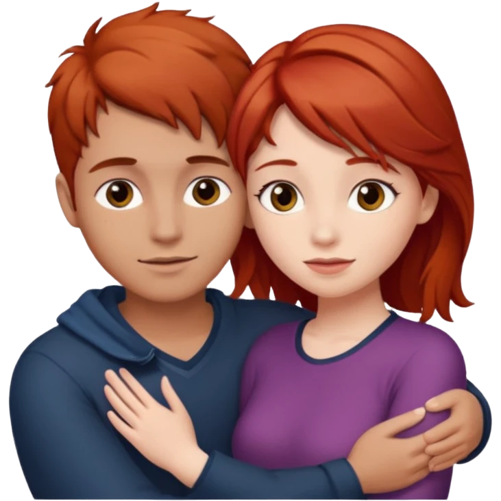 Red haired girl with brown hair boy romance emoji