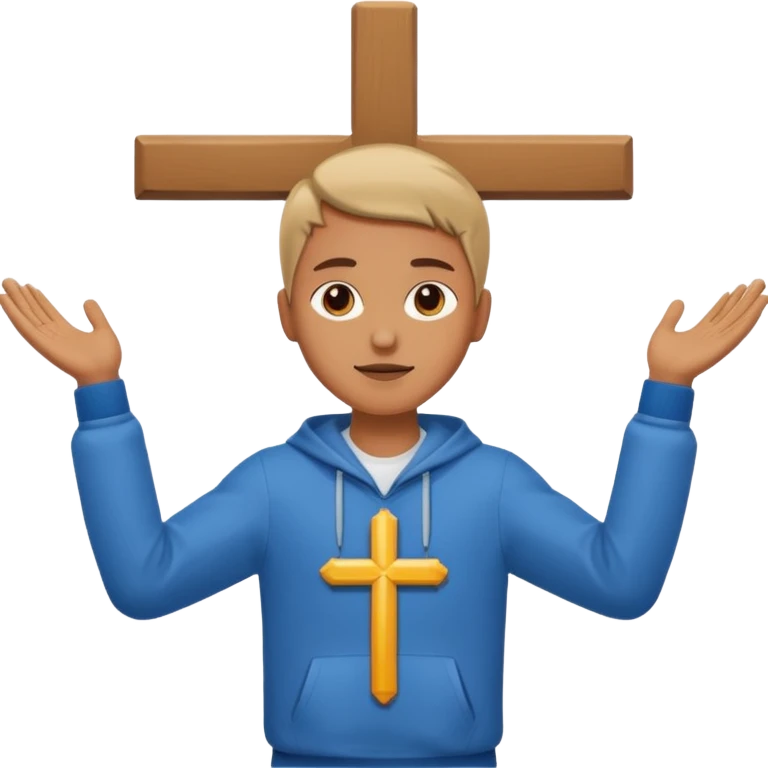 Una persona con los vrazos estirados hacia ambos lados vestido y en forma de cruz emoji