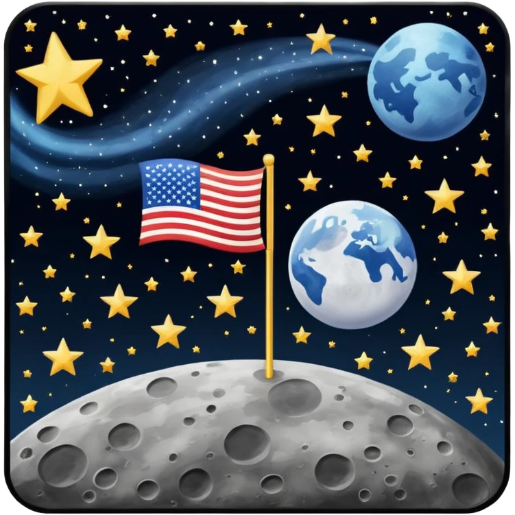 На фоне космоса луна а на ней флаг и написано "Majestic" emoji