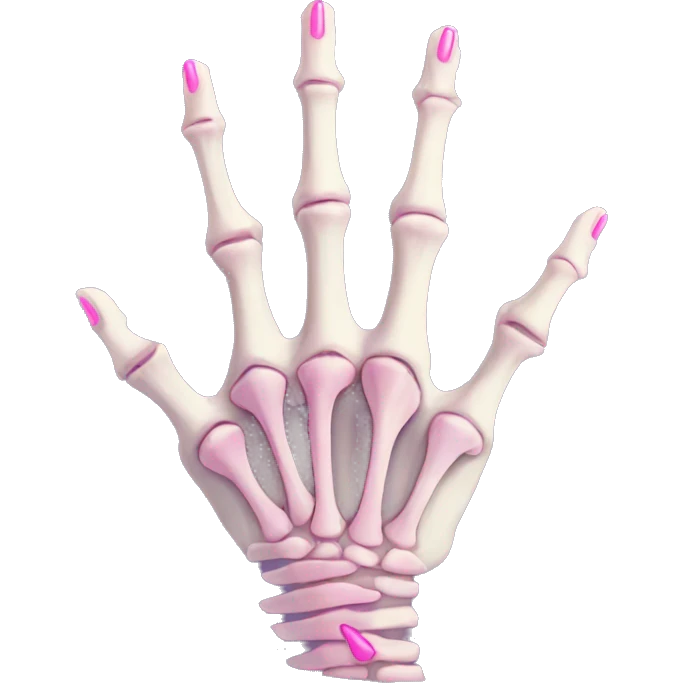 skeleton hand with pink nails  emoji