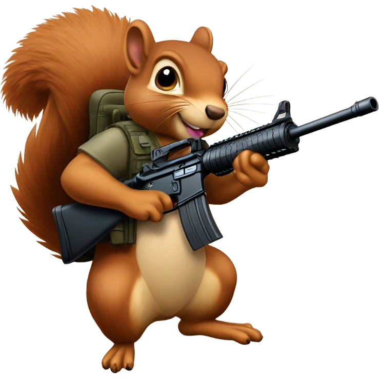 Squirrel riding turkey holding two m16s while smoking a cigar emoji