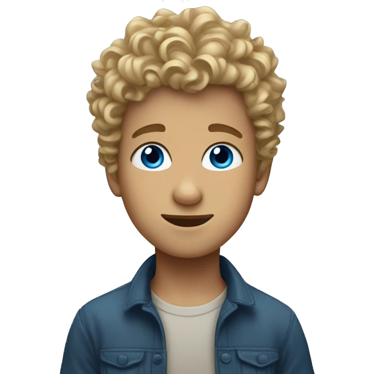 boy with dirty blonde curly hair and blue eyes emoji