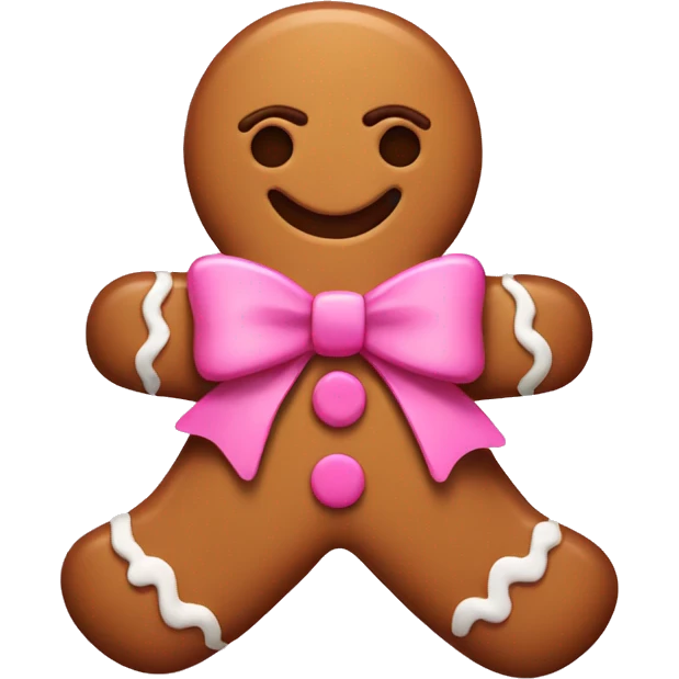 A gingerbread man with brown and pink bows emoji