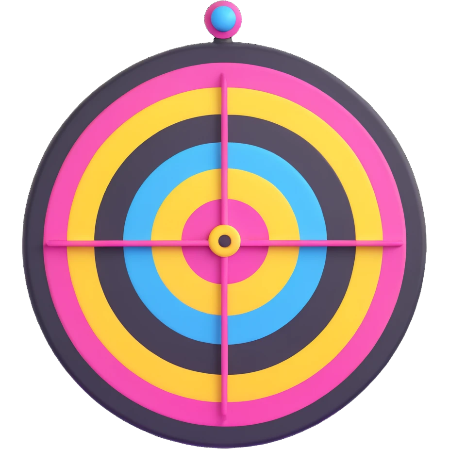 A cute bullseye target with spring pastel colors of yellow, pink and light blue emoji