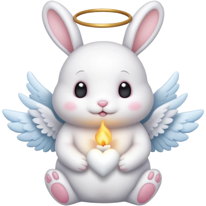 Bunny and a marshmallow with angel wings  emoji