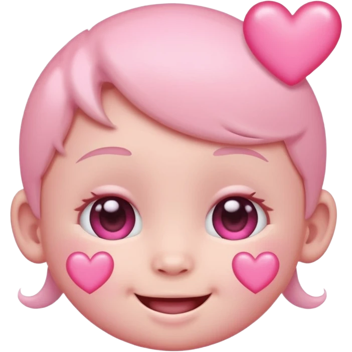 a baby pastel pink love face emoji with pink hearts in the eyes and a glowing baby pink gradient behind it  emoji
