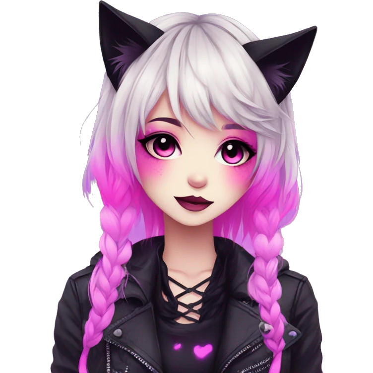 Gorgeous Cute Gothic Edgy Neon Gradient Beautiful Anime Emo CatLady emoji