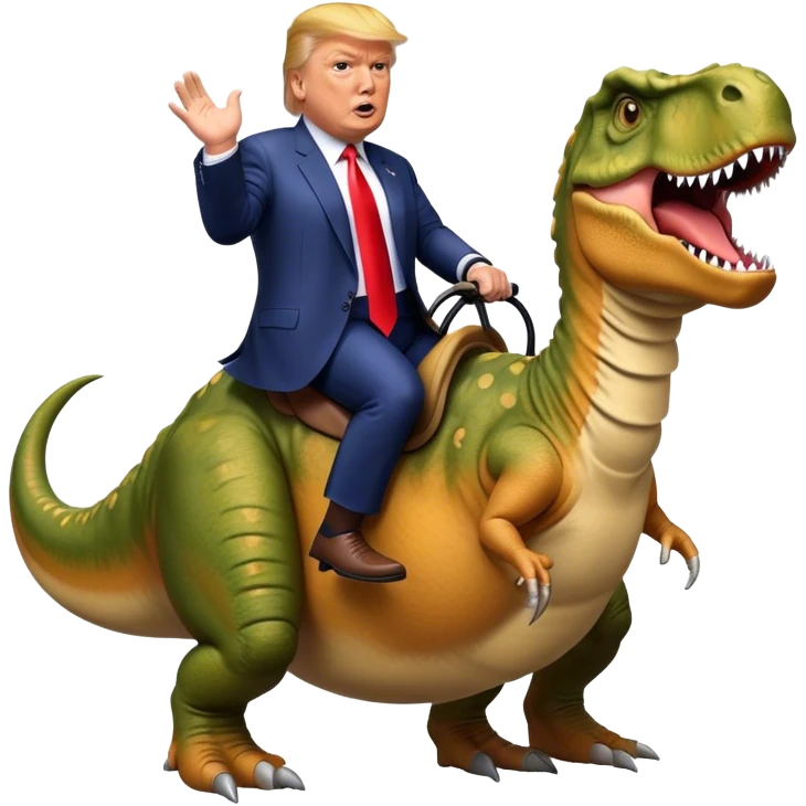 Donald Trump riding T-rex emoji