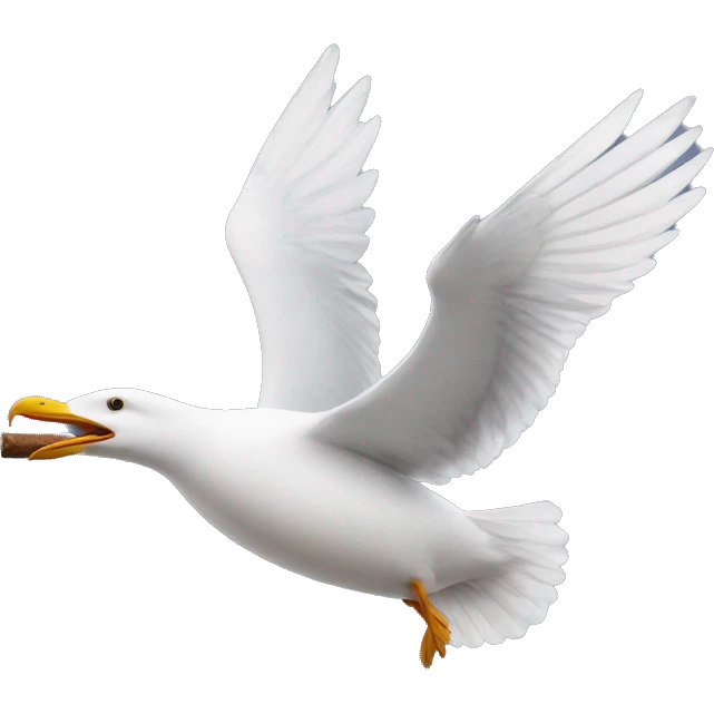 Seagull flying with cigar emoji