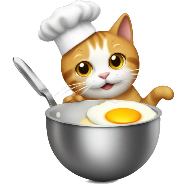 cat cooking an egg emoji