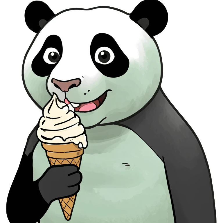 Panda eating ice cream emoji