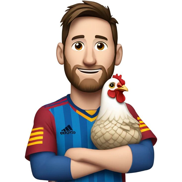 Messi holding hen emoji