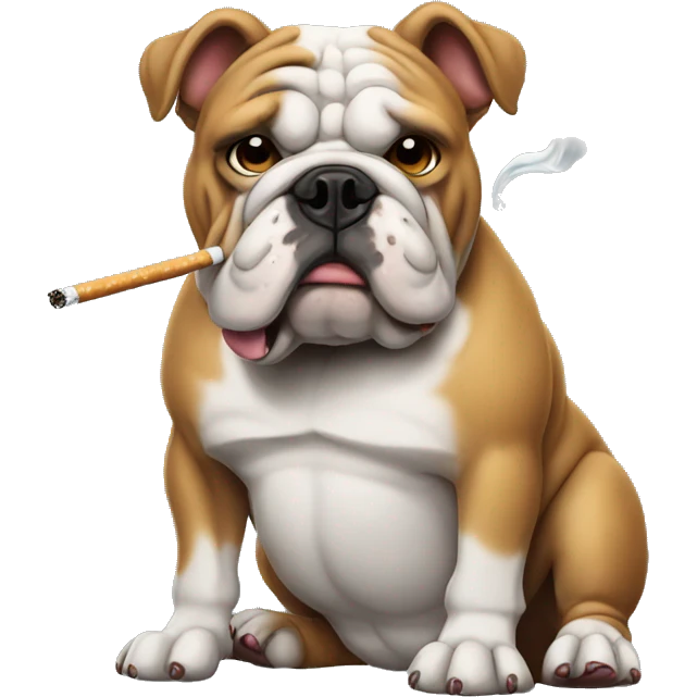 Bulldog smoking a cigarette emoji