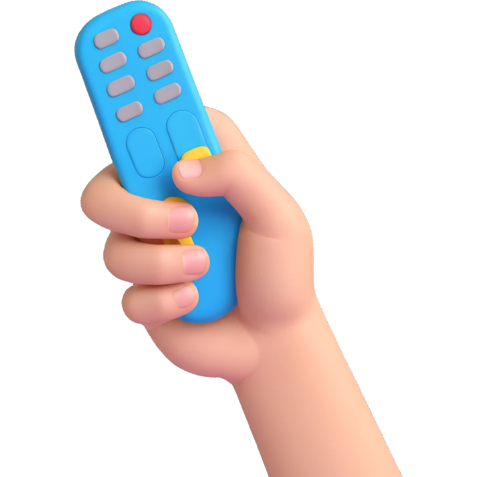 hand holding a clicker remote, fist gesture emoji