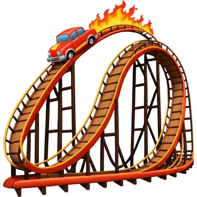 super Dangerous wood Roller Coaster with fire emoji