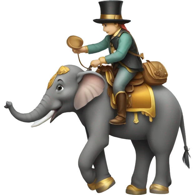 Éléphant with a hat riding a horse emoji