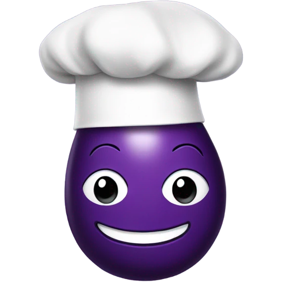 Eggplant emoji (whole thing) wearing chef’s hat  emoji