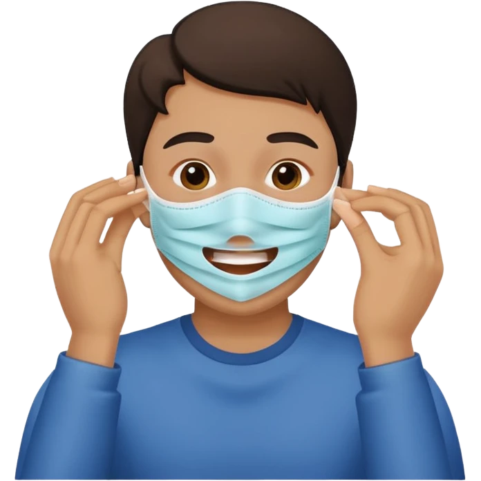 this face 😔 taking a mask off of this face 😁 emoji
