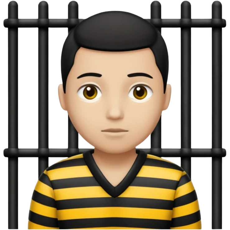 Humain avec une tenue de prisonnier noir et jaune  a bande emoji