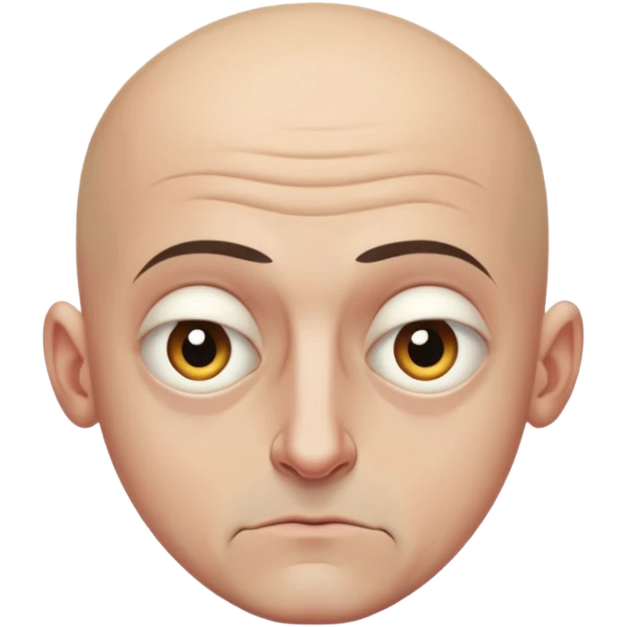 Steven Miller, bald, grim expression, narrow face, bottom lip sticking out, eyelids lower on outer sides emoji