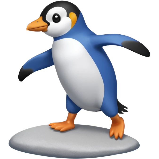 Penguin with a swimsuit on jumping off pebbles into the sea emoji