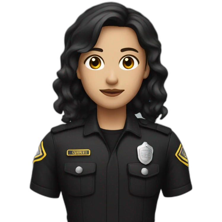 brunette dark security guard with black clothe emoji