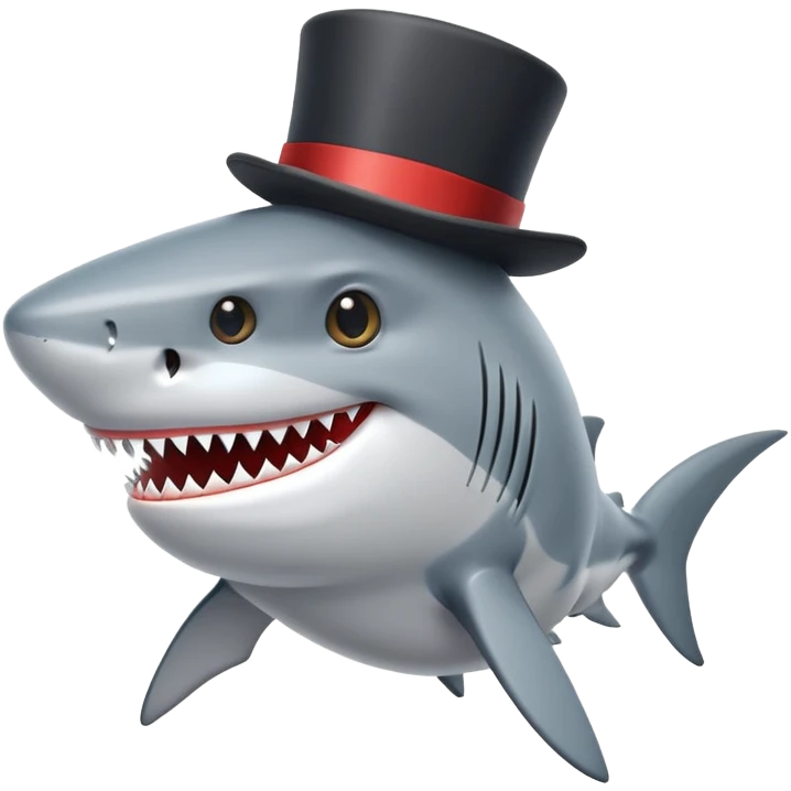 Shark with a top hat emoji