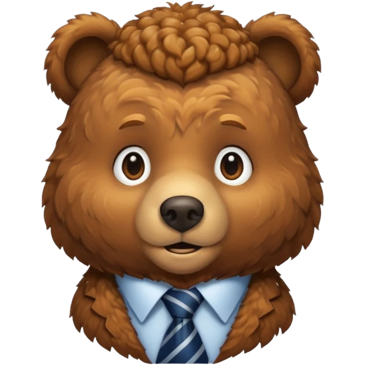 curly hair bear with tie emoji