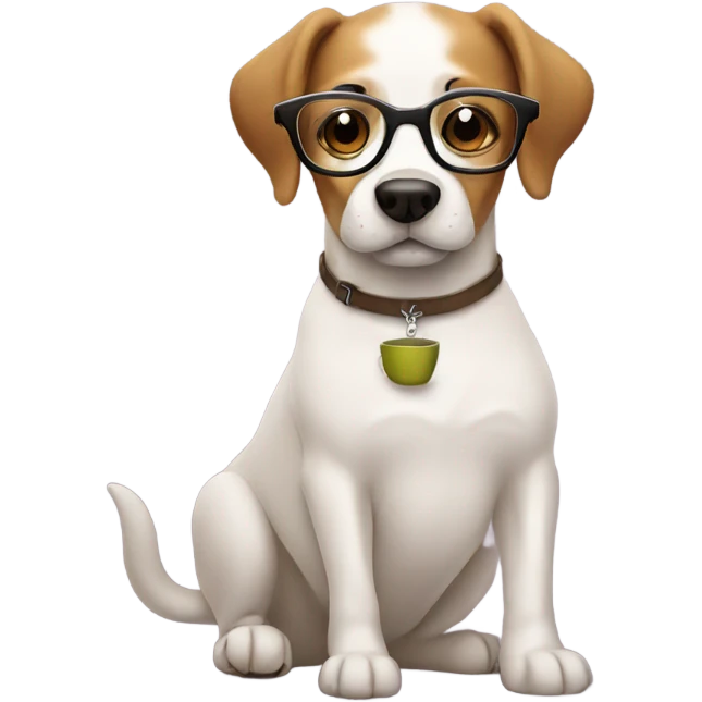 Dog with glasses sipping tea emoji