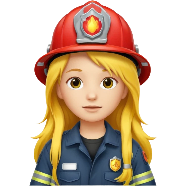 girl fireman with long yellow hair emoji