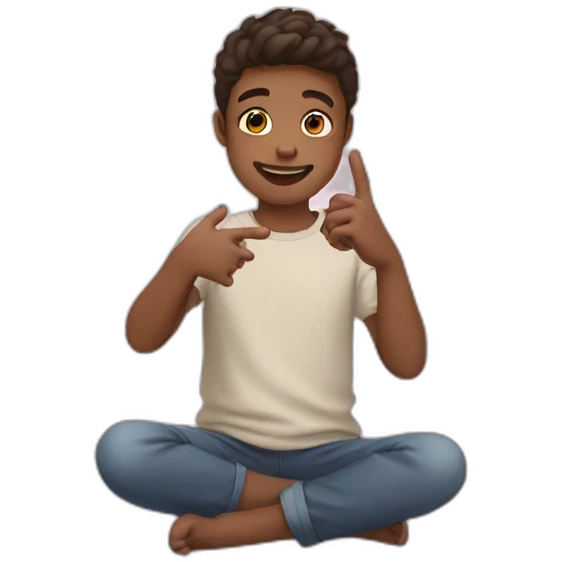 A boy making heart with their hand emoji