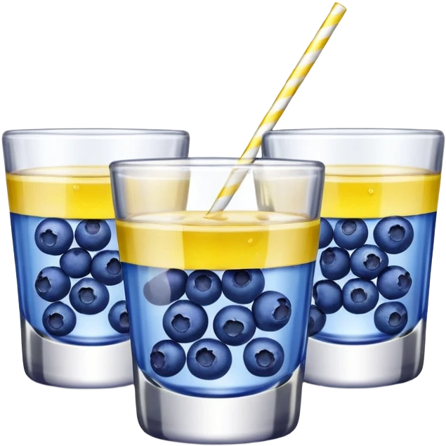 Four shot glasses with blueberry lemon drop in them  emoji