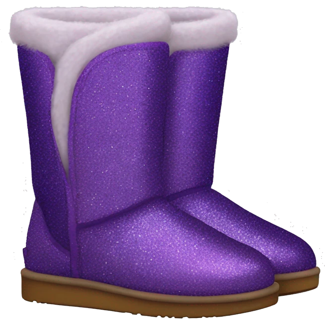 Realistic purple glitter and fur Ugg boots. emoji
