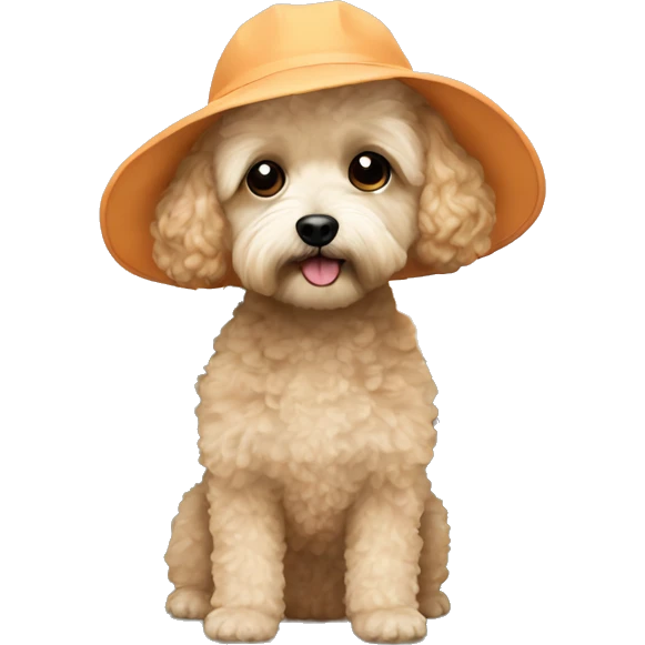 Camping with peach maltipoo emoji