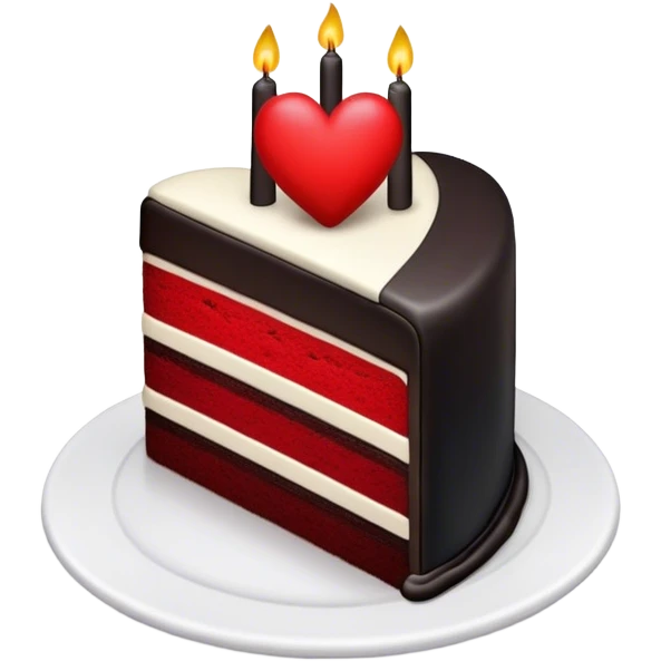 Half black half red heart birthday cake emoji