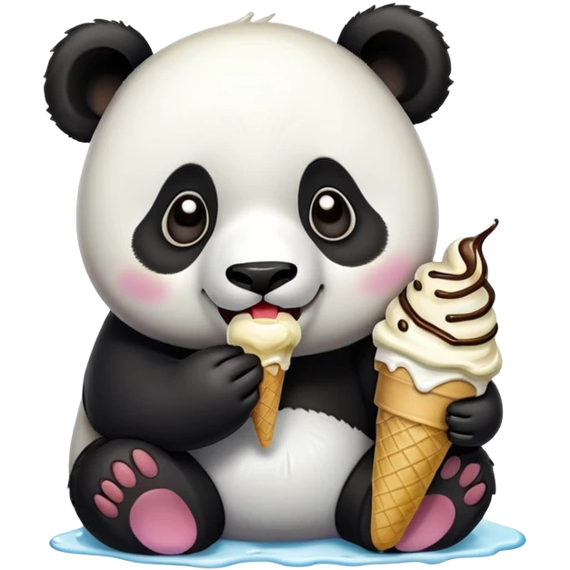 panda eating ice cream emoji