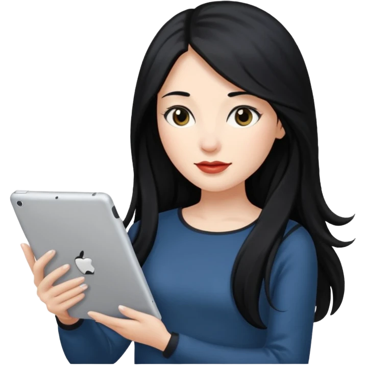 ESTUDIANTE CON IPAD mujer cabello largo emoji
