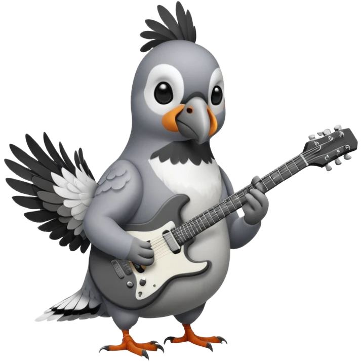 Pigeon playing electric guitar emoji